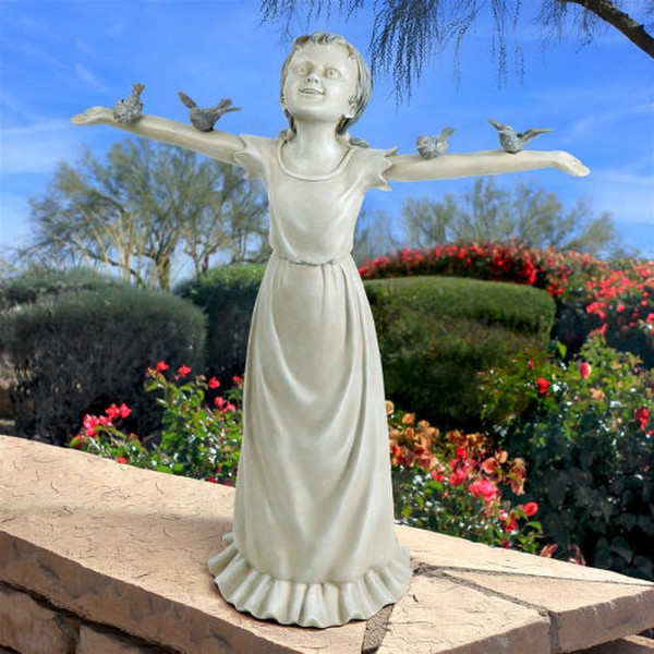 Basking In Gods Glory Statue large child girl sculpture Little Birds